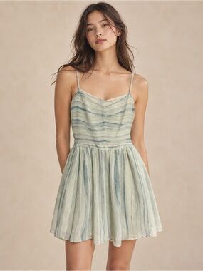 Rachel Rachel Roy Light Blue Striped Spaghetti‑Strap Fit & Flare Dress Sz 14 NWT